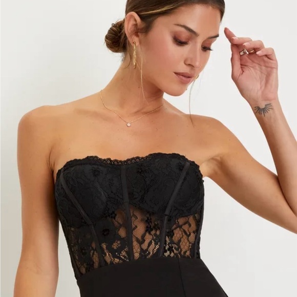 Lulu’s Black Lace Strapless Maxi Dress - Picture 3 of 4